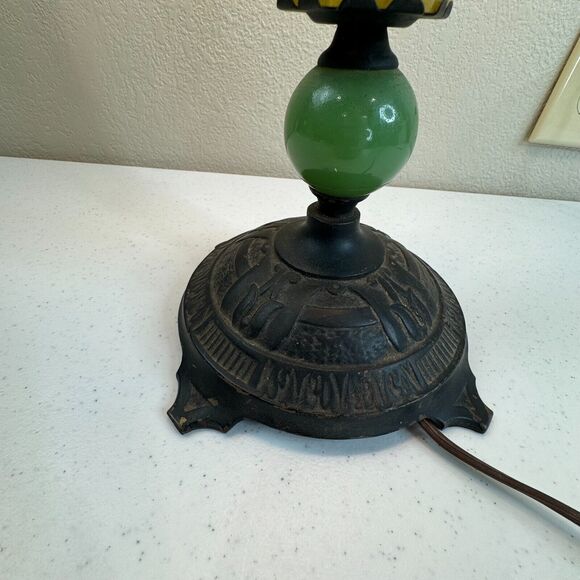 Vintage Bakelite Table Lamp Dreamcicle Art 2 Bulb Green/Yellow Jadeite - Picture 3 of 13